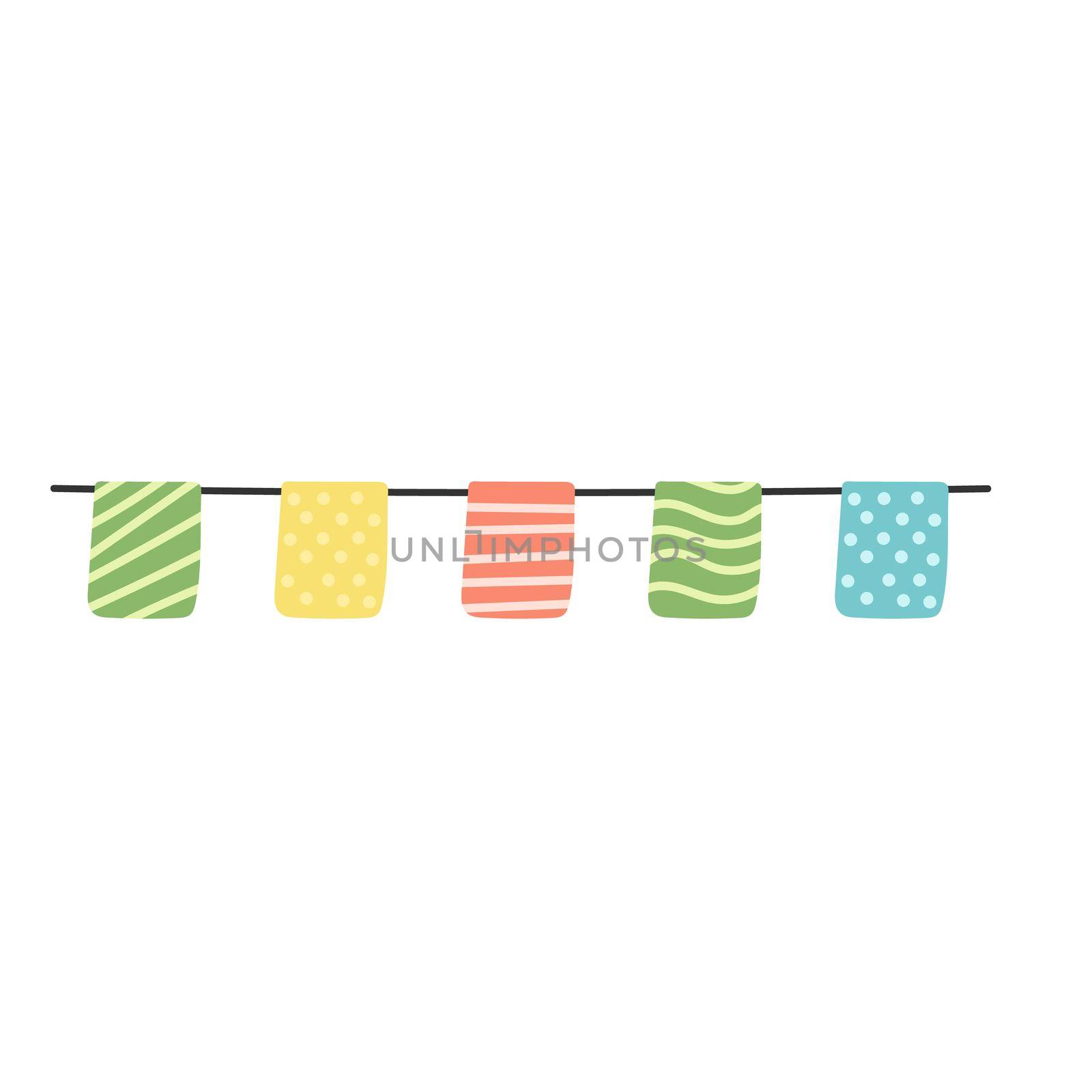 Vector cute pennants icon. Beautiful flags of red. Flat cartoon style. by natali_brill