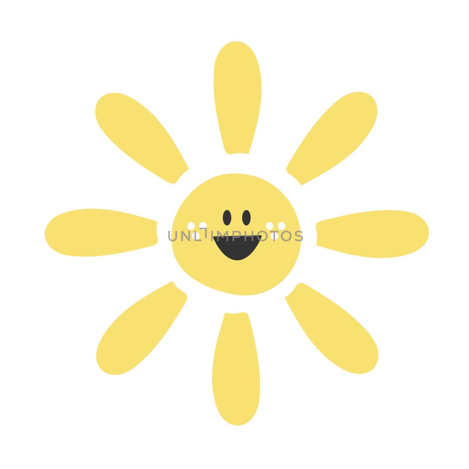 Cute funny Sun character. Vector hand drawn sun isolated on white background by natali_brill