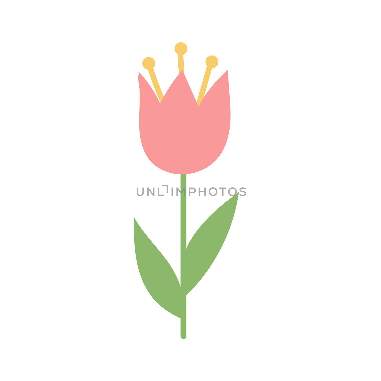 Simple cartoon icon on white background - tulip blooms. 8 March. Women spring day