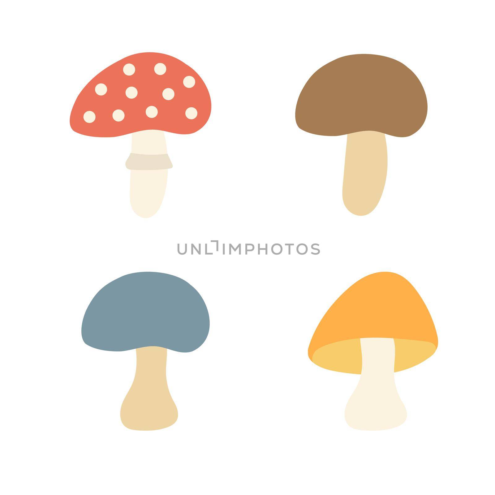 Hand drawn cute mushrooms - set of vector doodle illustrations. by natali_brill