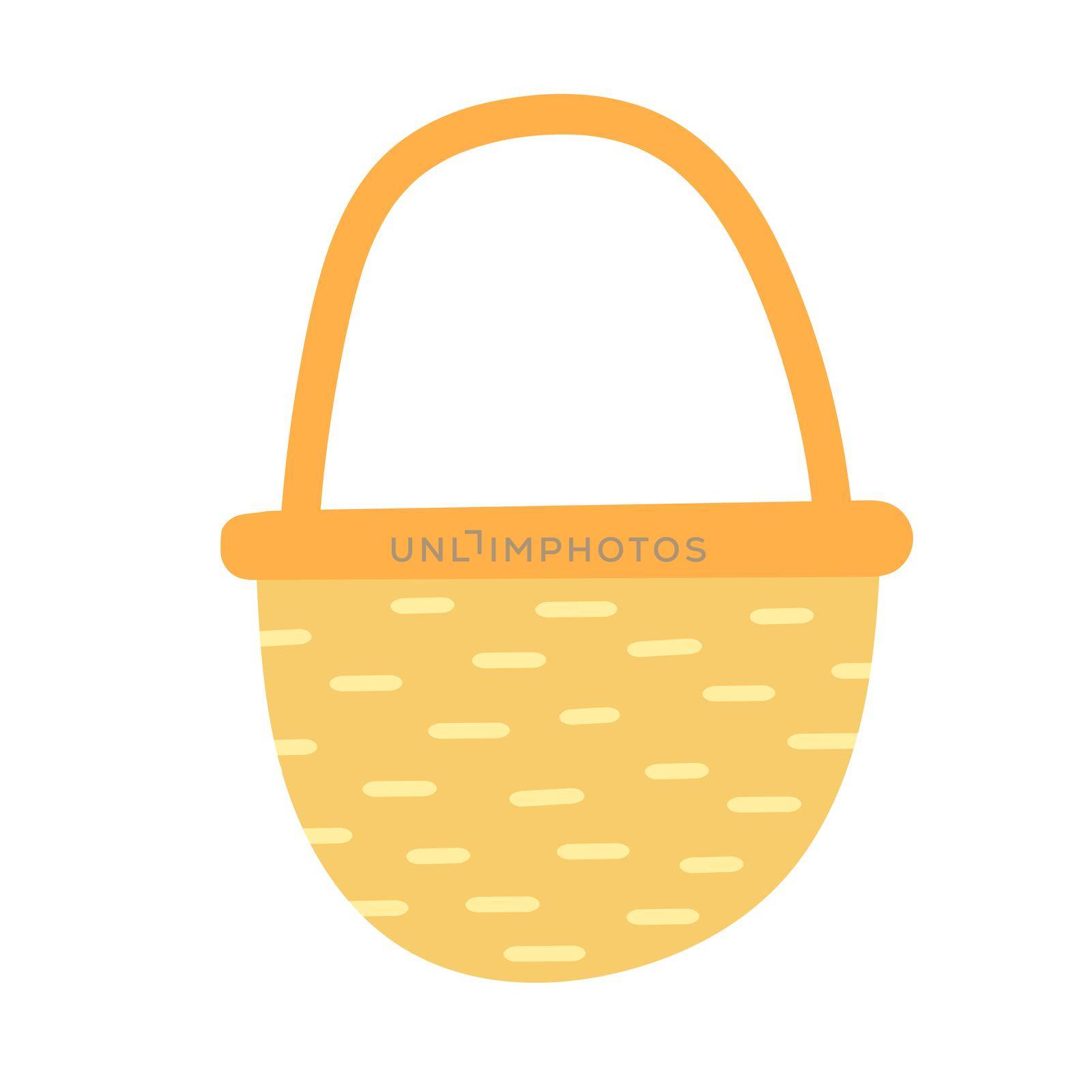 Wicker basket icon, empty wicker basket illustration, vector illustration in flat cartoon design