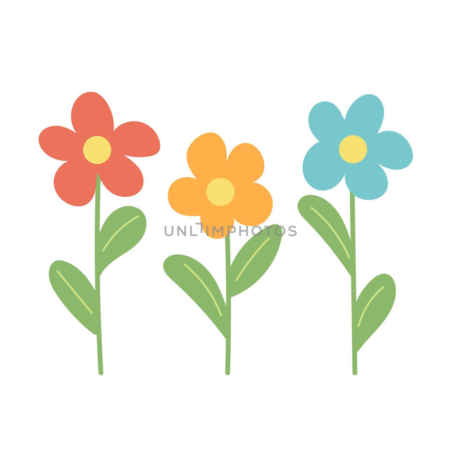Spring flowers growing. Simple vector illustration in cartoom style by natali_brill