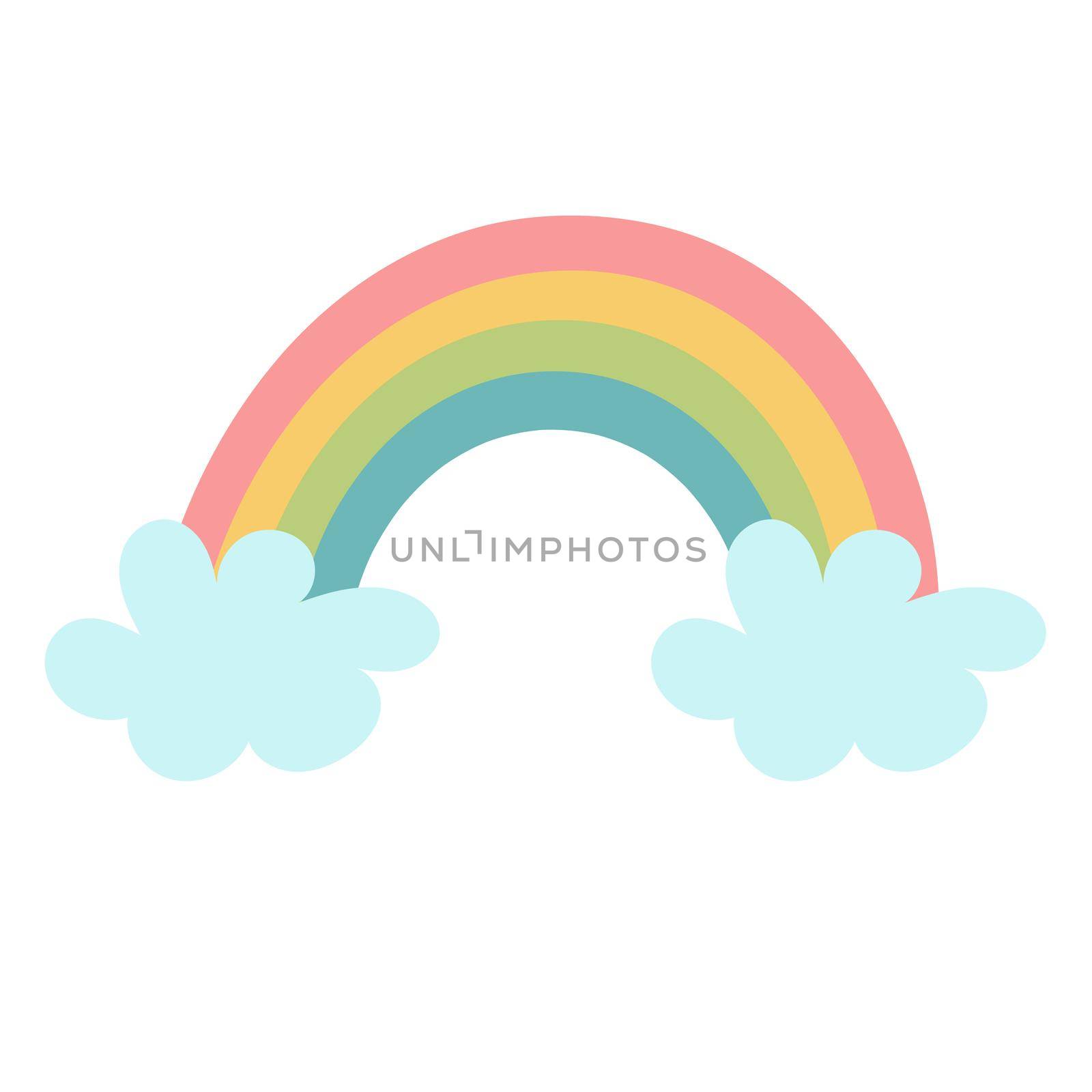 Vector baby rainbow illustration. Hand drawn nursery modern rainbow. Cute design for baby shower, kids clothes print, card.