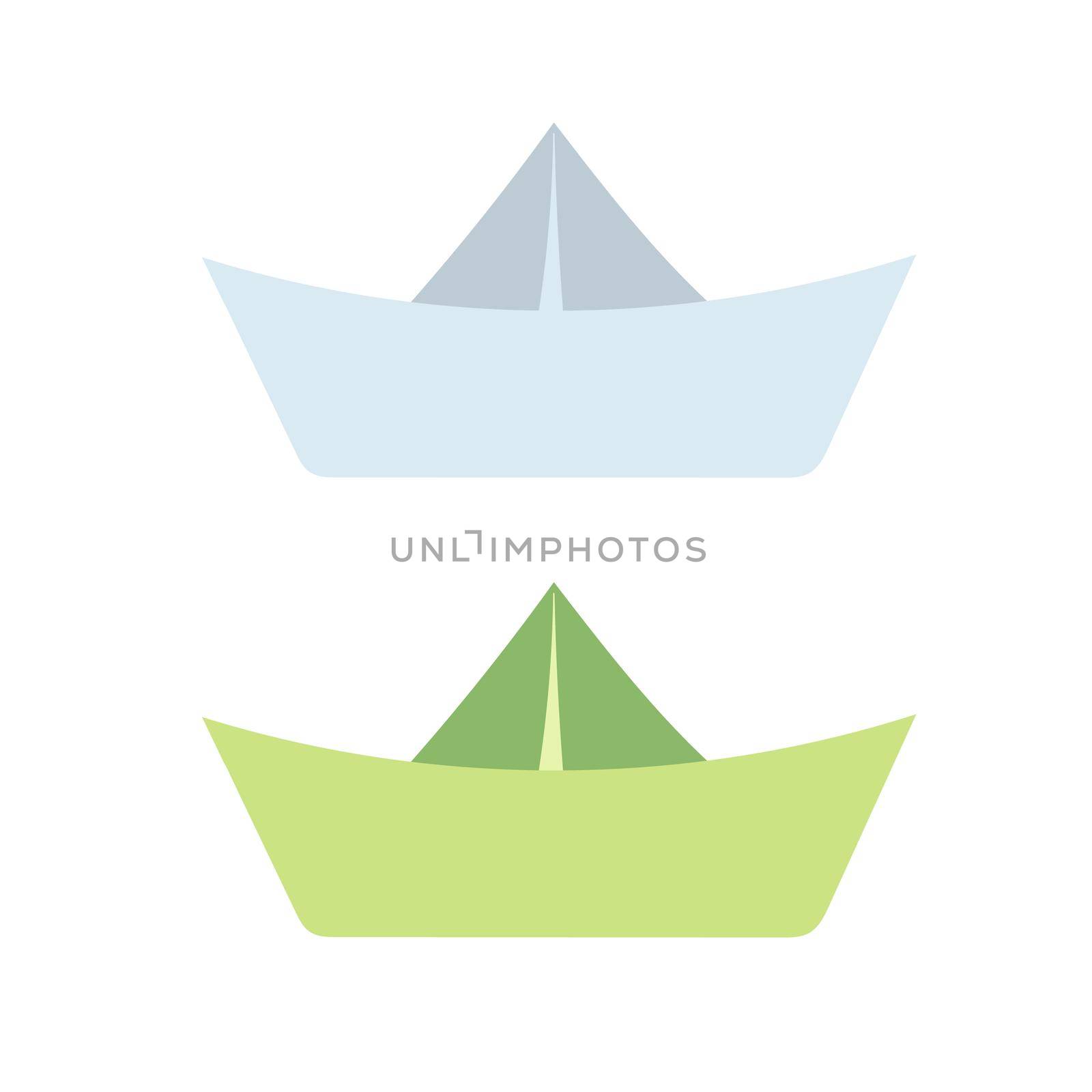 Hand drawn paper boat icons. Simple drawing of origami ship by natali_brill