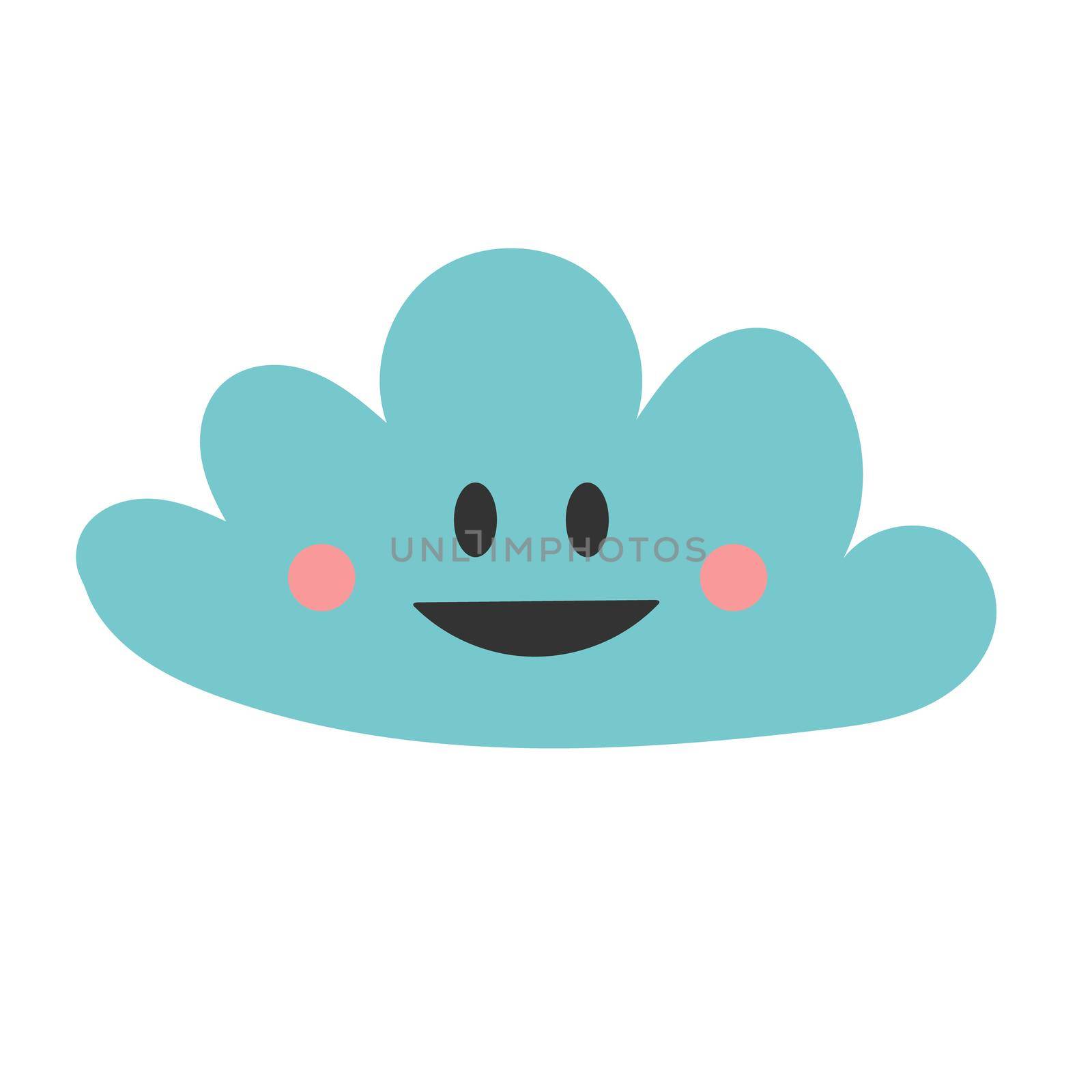 Cute hand drawn print with happy smiling cloud. Simple vector illustration. by natali_brill