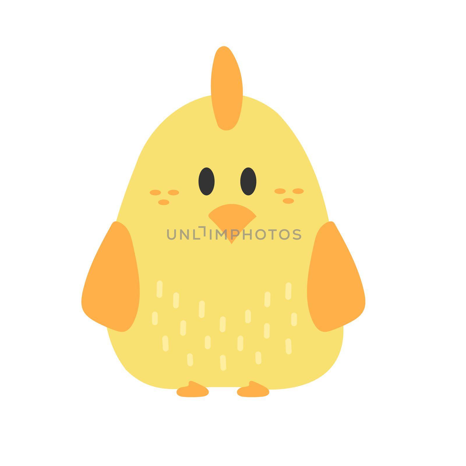 Cute cartoon chicken. Funny yellow chicken in hand drawn simple style, vector illustration.