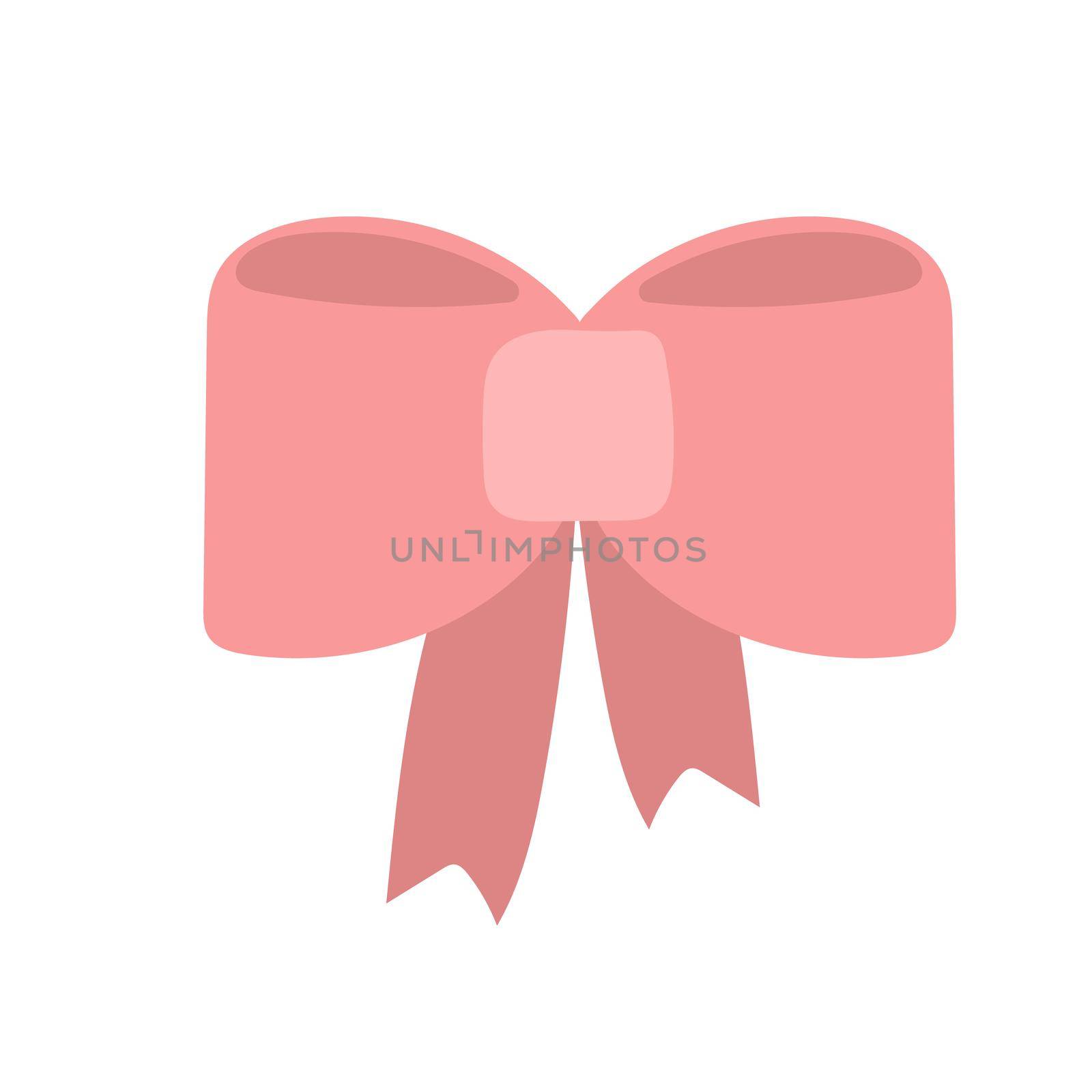 Red bow. Doodle vector illustration. Simple hand drawn icon on white for design