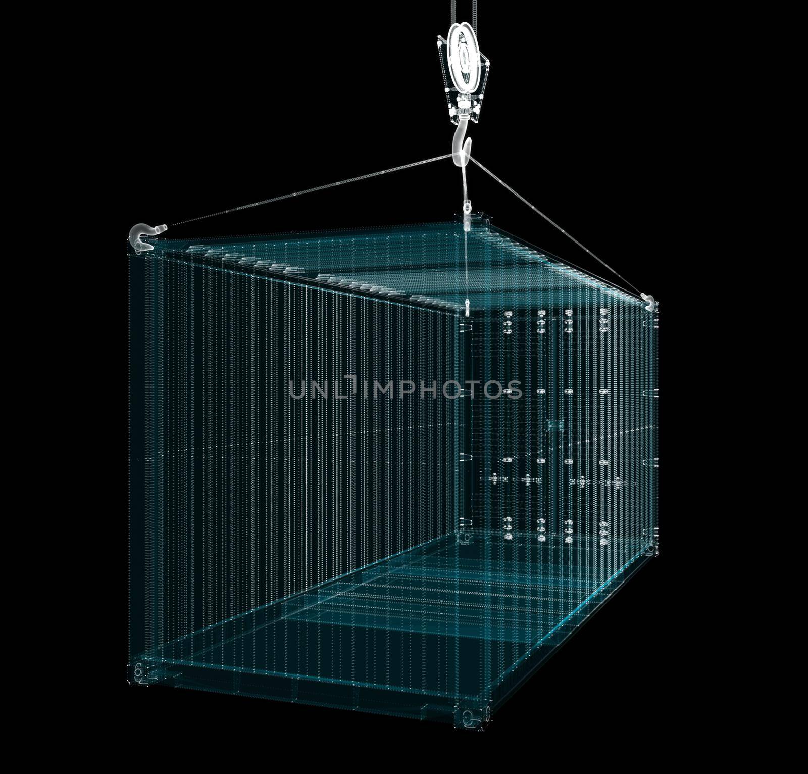 Cargo Shipping Container Hologram. Transport and Technology Concept by cherezoff