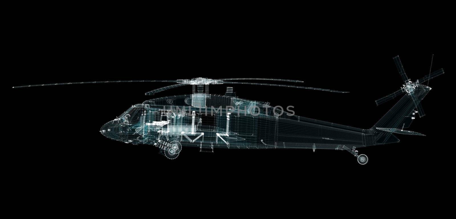 Helicopter Hologram. Military and Technology Concept by cherezoff