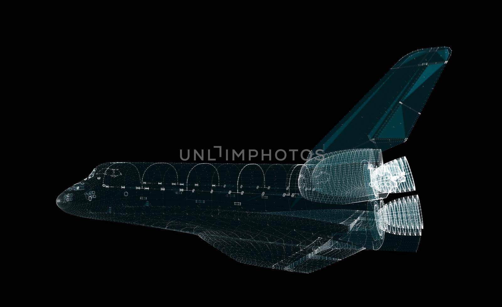 Abstract space shuttle of particles by cherezoff