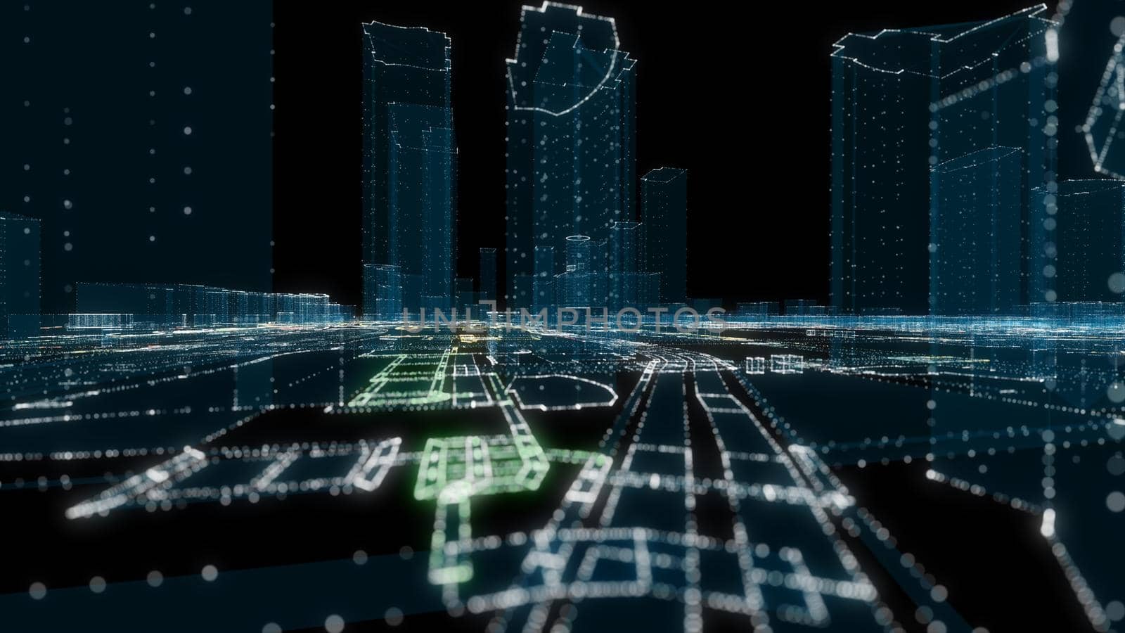 Futuristic Smart Digital City. Smart City And Technology Business Concept by cherezoff