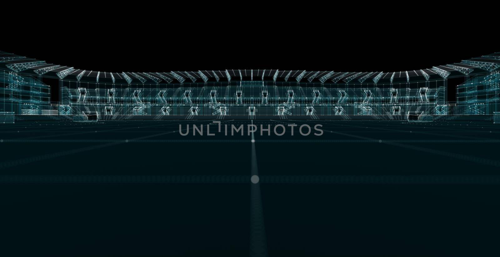 Universal Stadium Hologram. Sport and Technology Concept. Interface element. 3d illustration