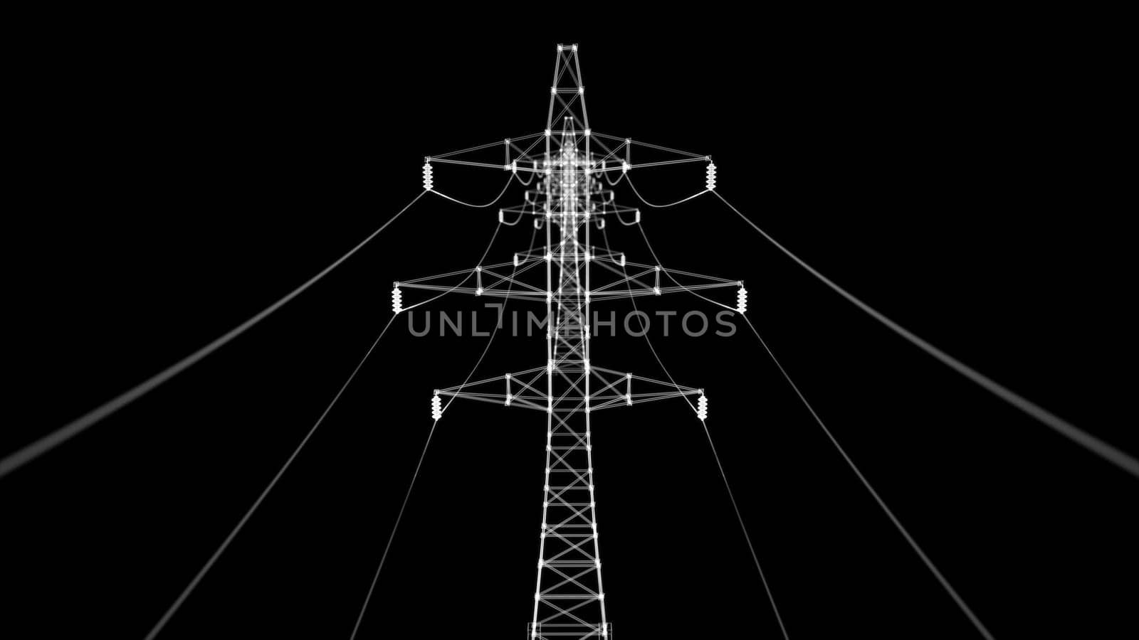 High voltage electric towers Hologram. Energy and Technology Concept by cherezoff