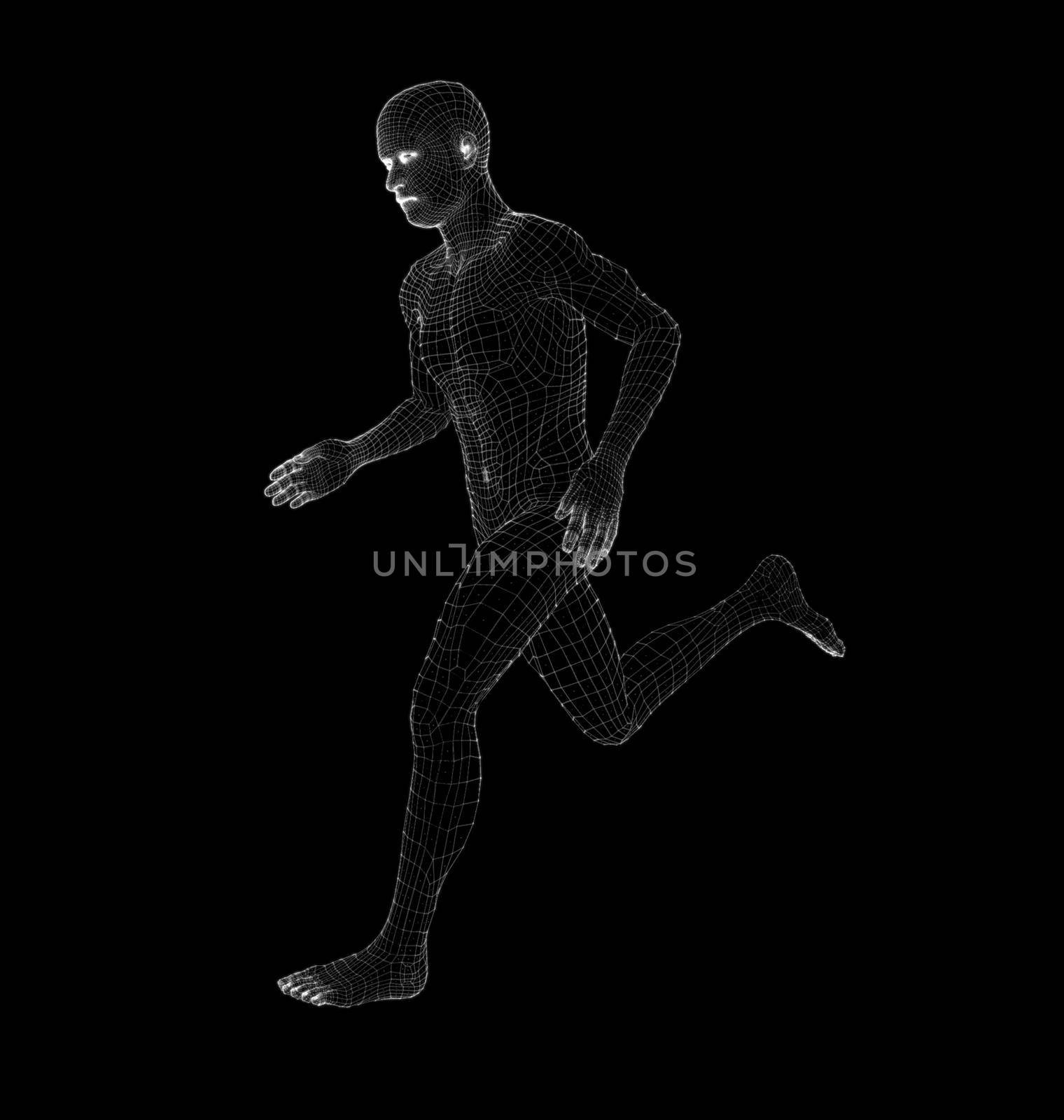 Hologram Human running. Medical and Technology Concept by cherezoff