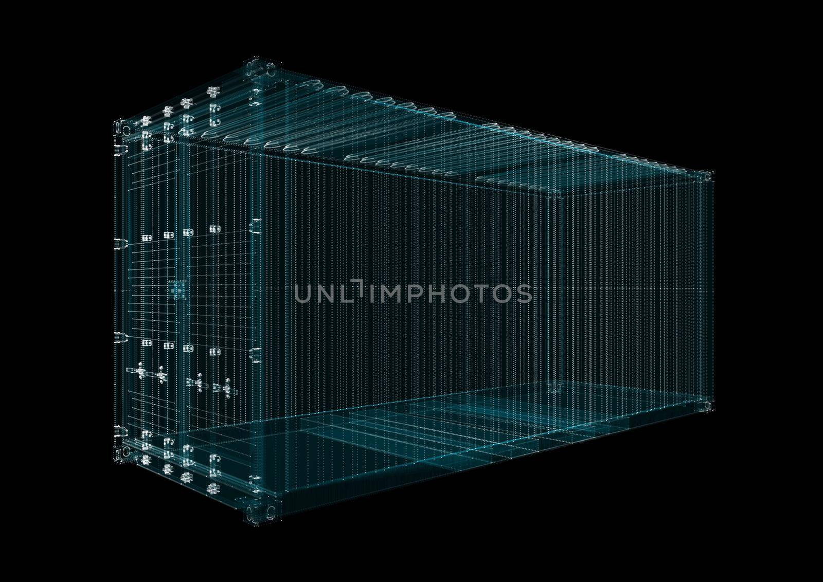 Cargo Shipping Container Hologram. Transport and Technology Concept. Interface element. 3d illustration