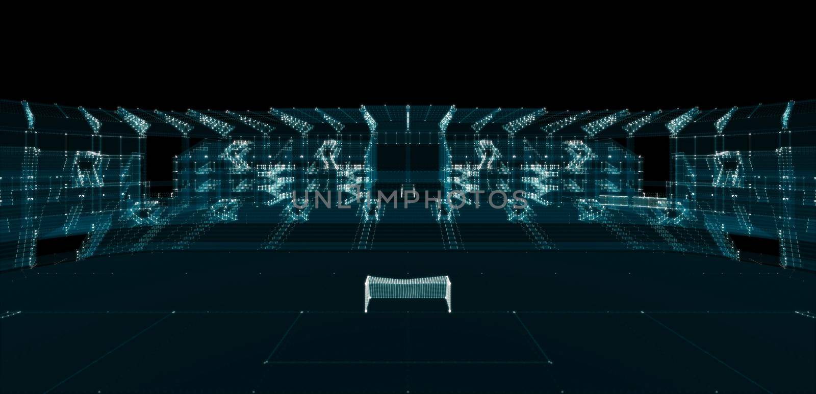 Universal Stadium Hologram. Sport and Technology Concept. Interface element. 3d illustration