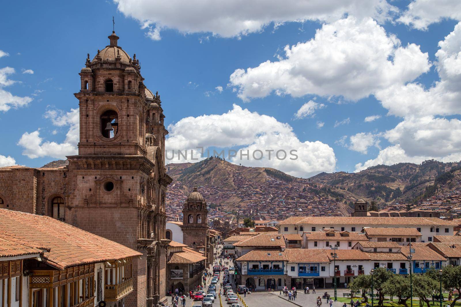 Cusco, Peru - October 06, 2015: The Catholic Church at the main plaza in the historic city centre