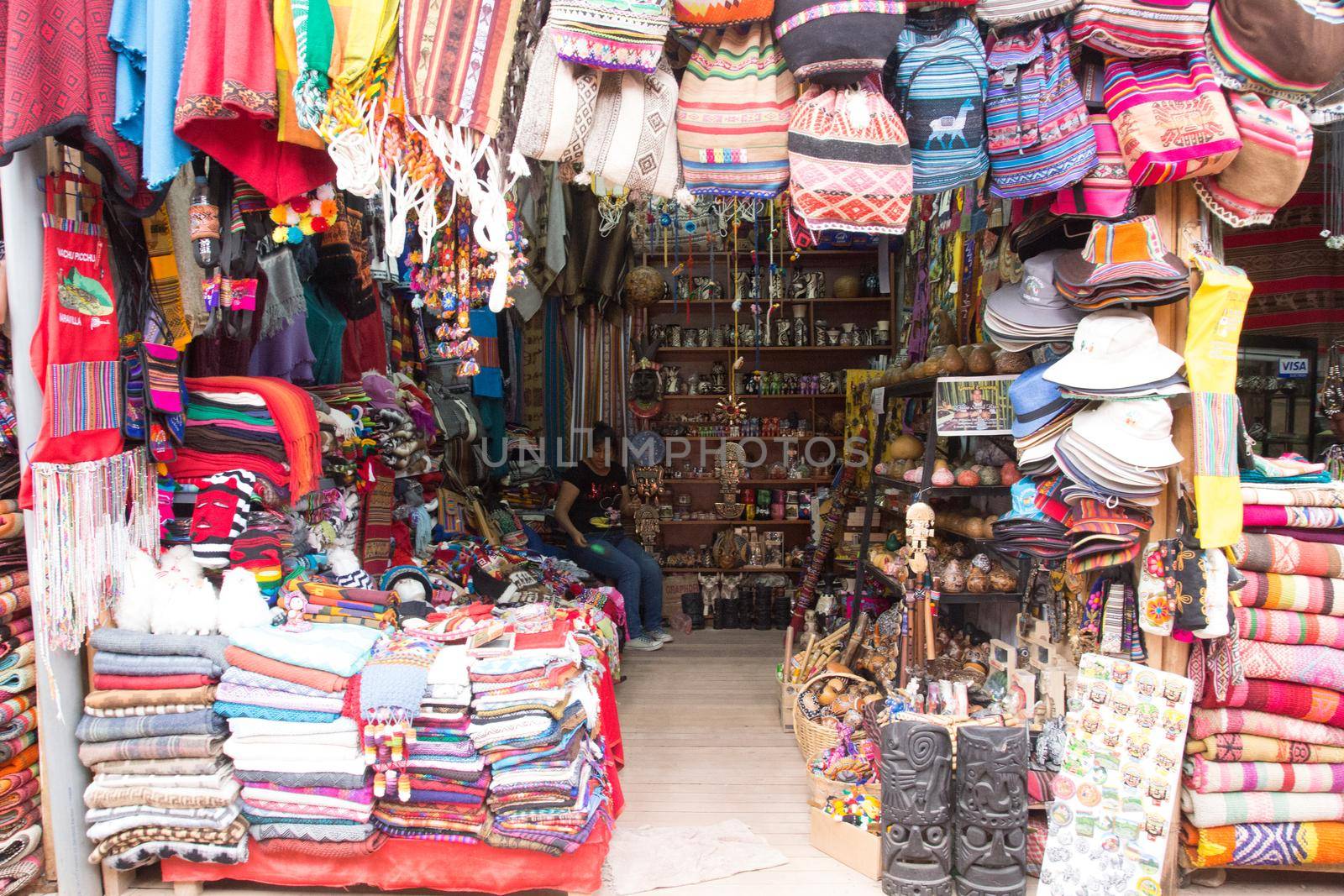 Cusco, Peru - October 7, 2015: A stall at an artisan market in the historic city centre