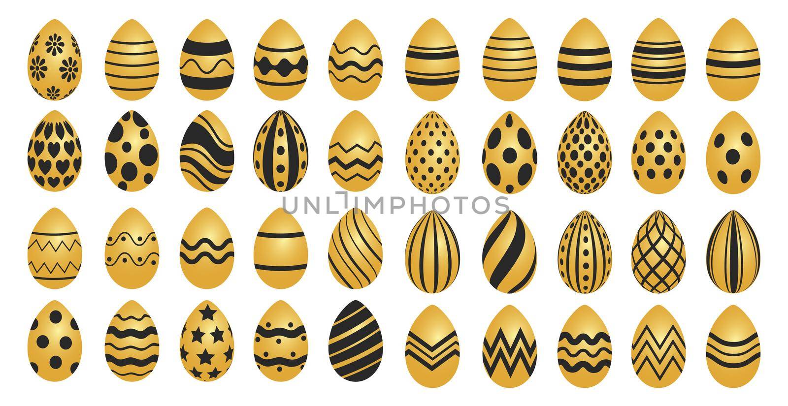 Easter background template with festive golden yellow eggs - illustration