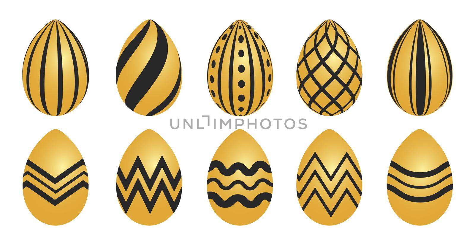 Easter background template with festive golden yellow eggs - illustration