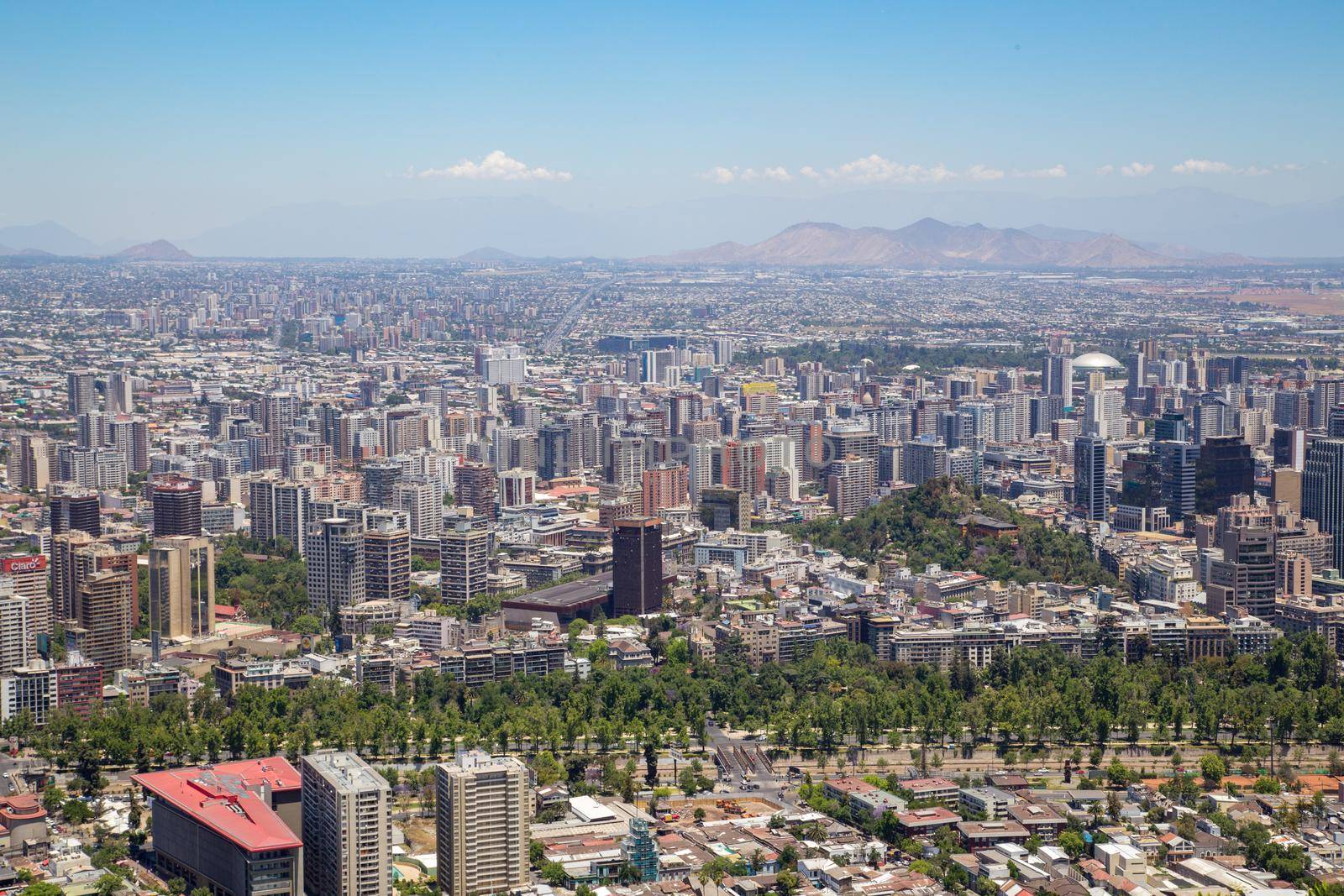 Santiago de Chile, Chile - November 28, 2015: Skyline as seen from the Cerro San Cristobal.