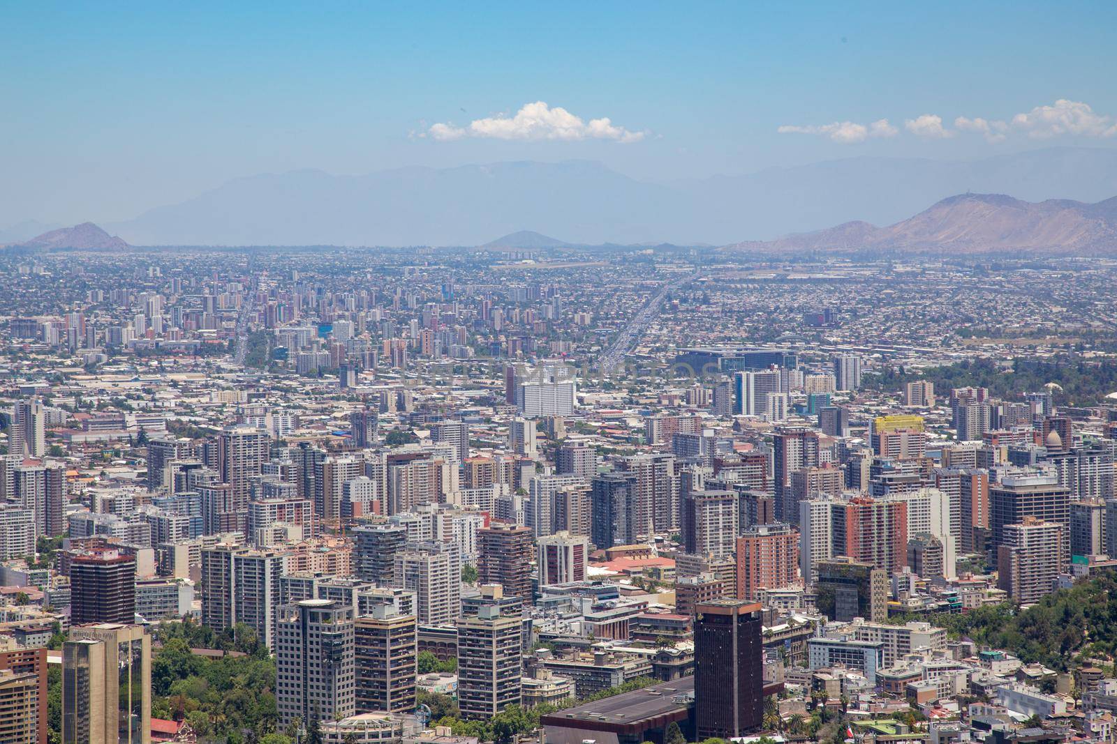 Santiago de Chile, Chile - November 28, 2015: Skyline as seen from the Cerro San Cristobal.