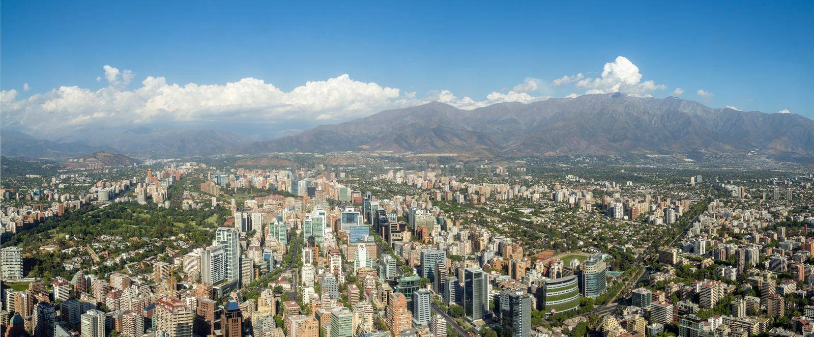 Santiago de Chile, Chile - December 8, 2015: Panoramic city view from the Gran Torre Santiago.