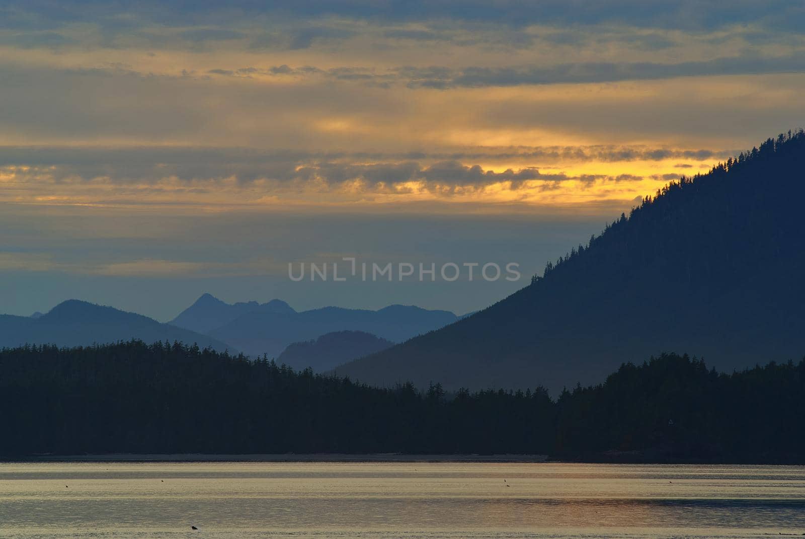 Sunset View of Mountains from Tofino on Vancouver Island in Canada by markvandam