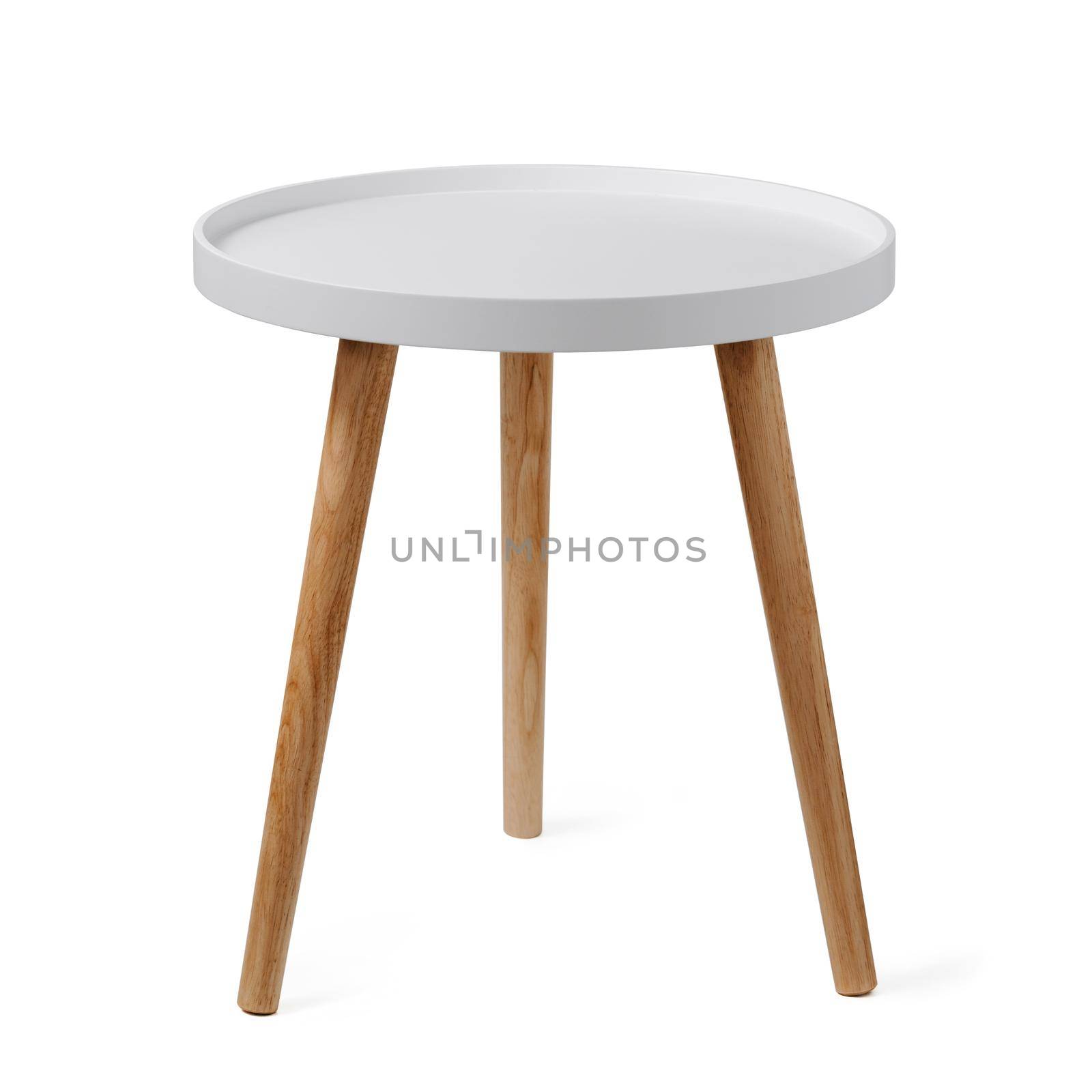 End table, round coffee table isolated on white by fascinadora