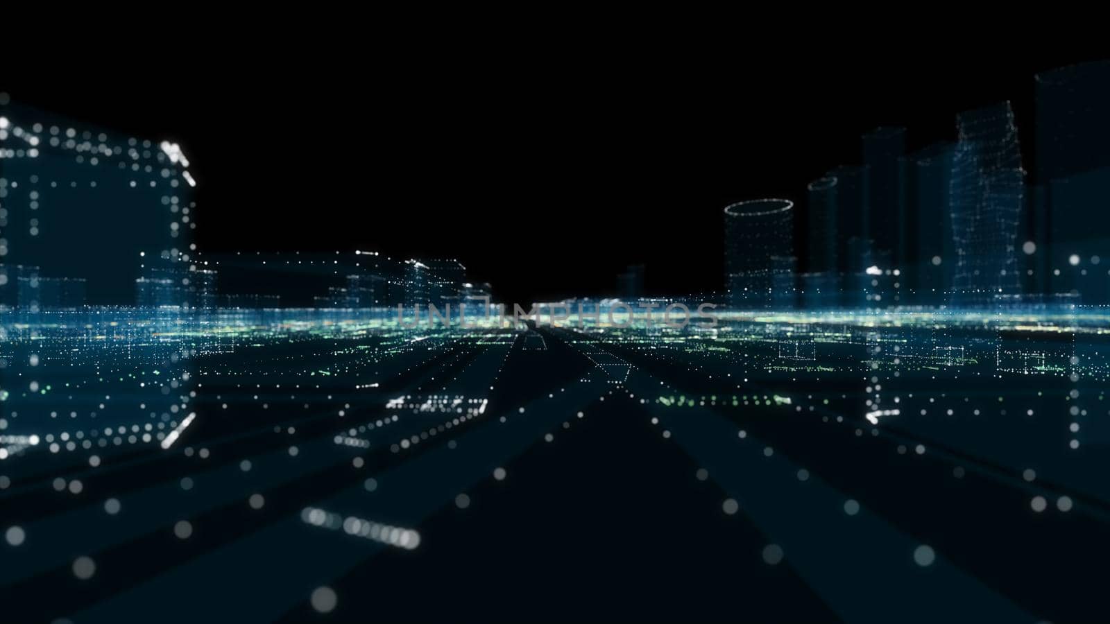 Futuristic Smart Digital City. Smart City And Technology Business Concept by cherezoff