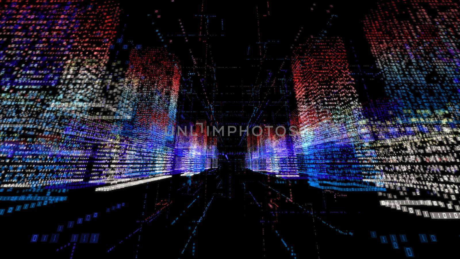 Abstract hologram 3D city with digital buildings by cherezoff