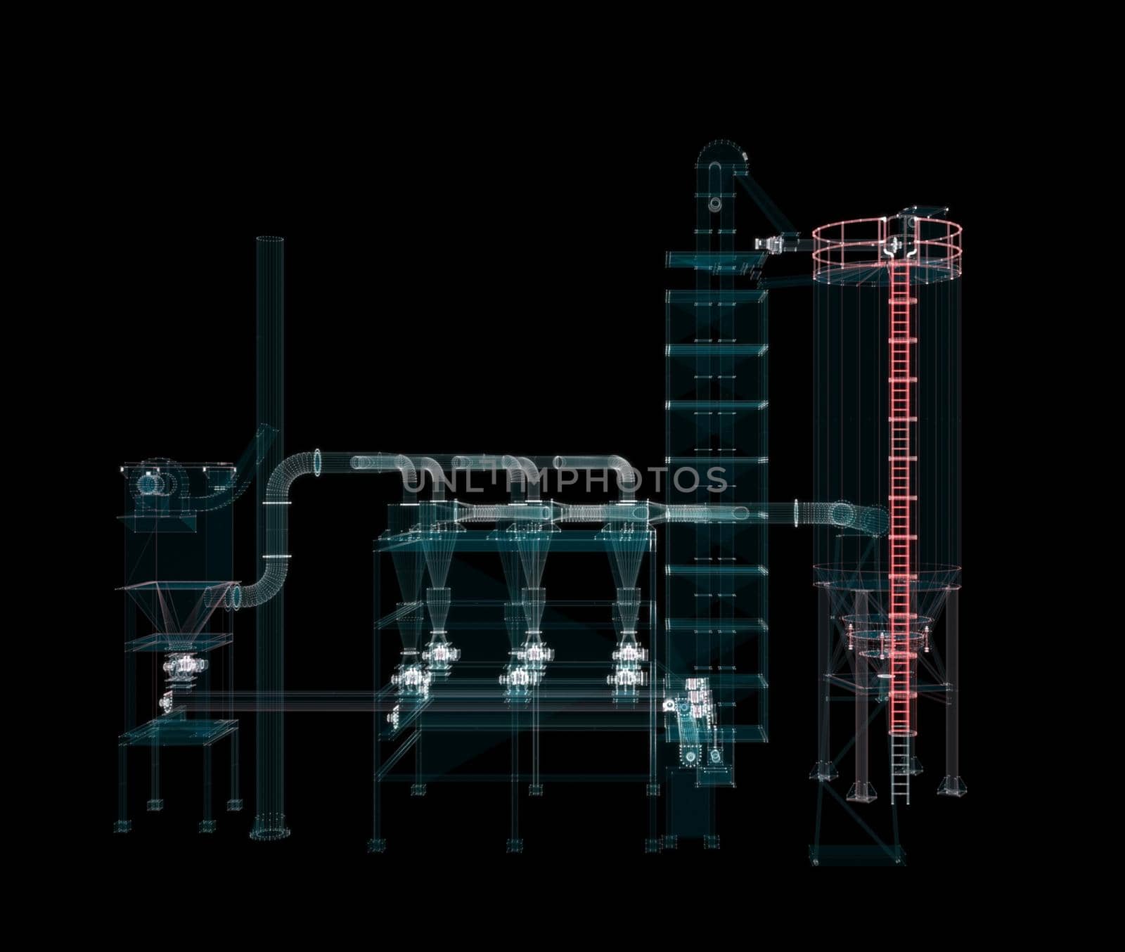 Particle hologram industrial equipment, valves, pipes and sensors by cherezoff