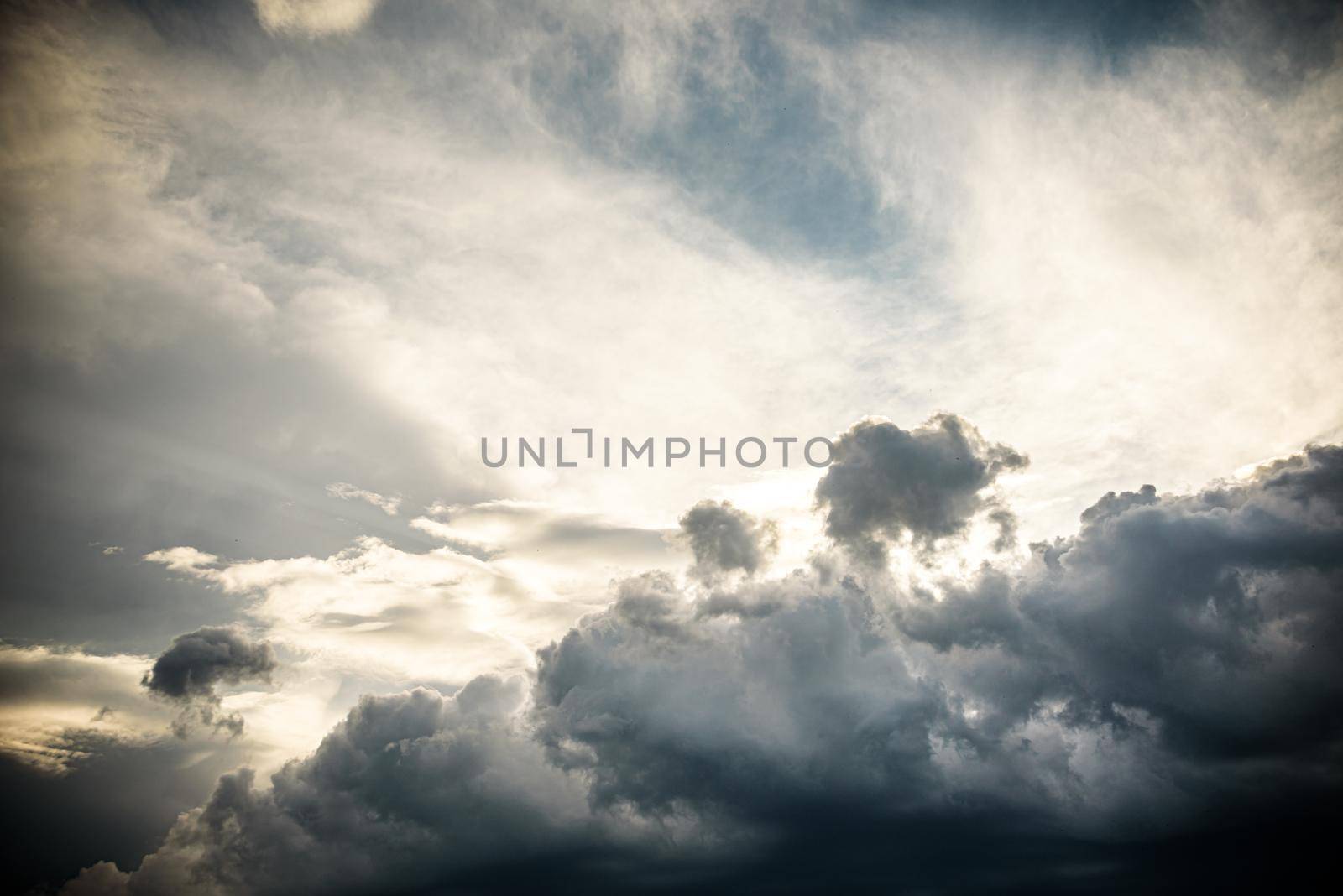 Dark sky full of clouds before the rain.