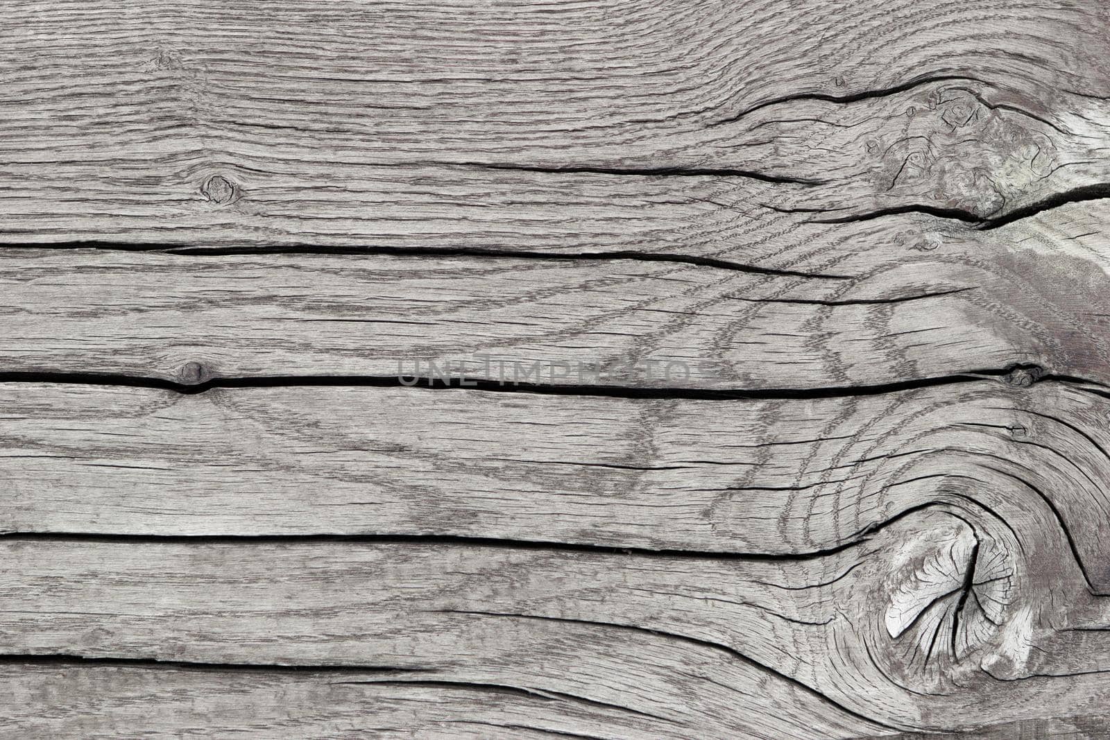 Textured background of gray sawn wood with cracks., horizontal lines, top view by Laguna781