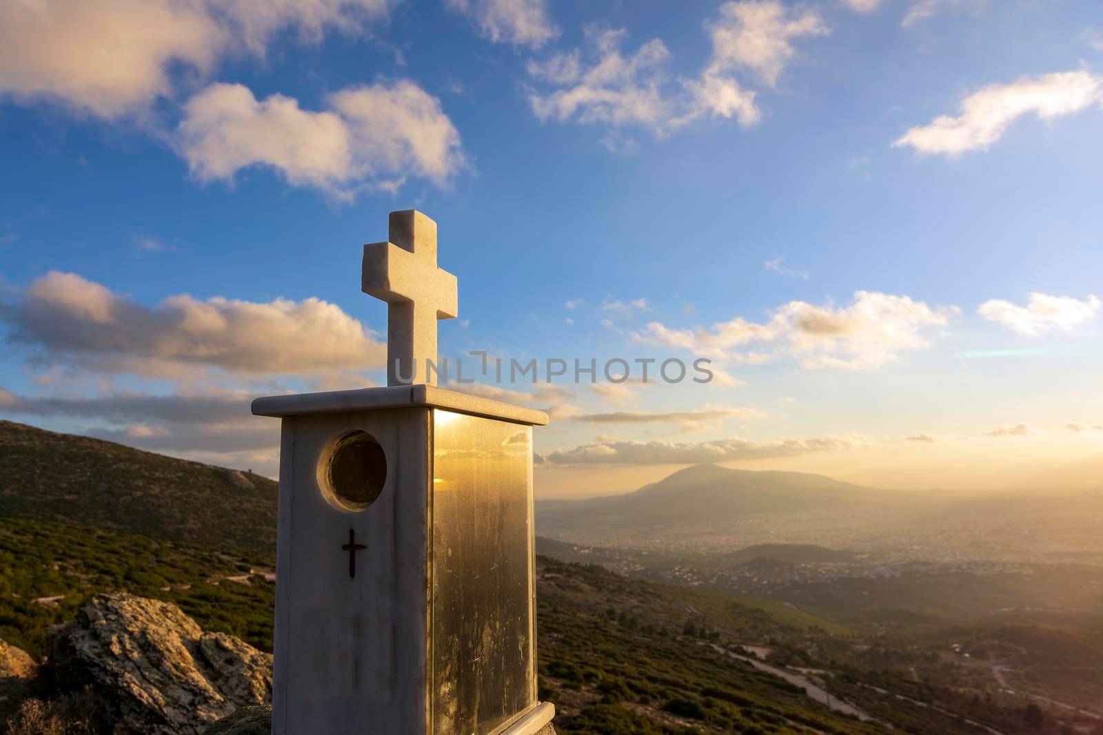 Small Orthodox chapel in Penteli, a mountain to the north of Athens, Greece. by ankarb