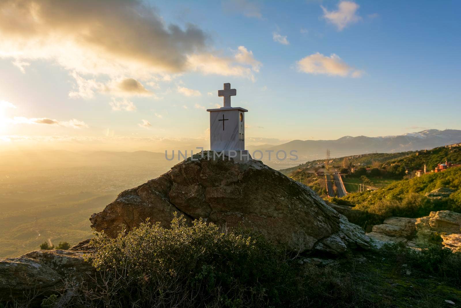 Small Orthodox chapel in Penteli, a mountain to the north of Athens at Greece.