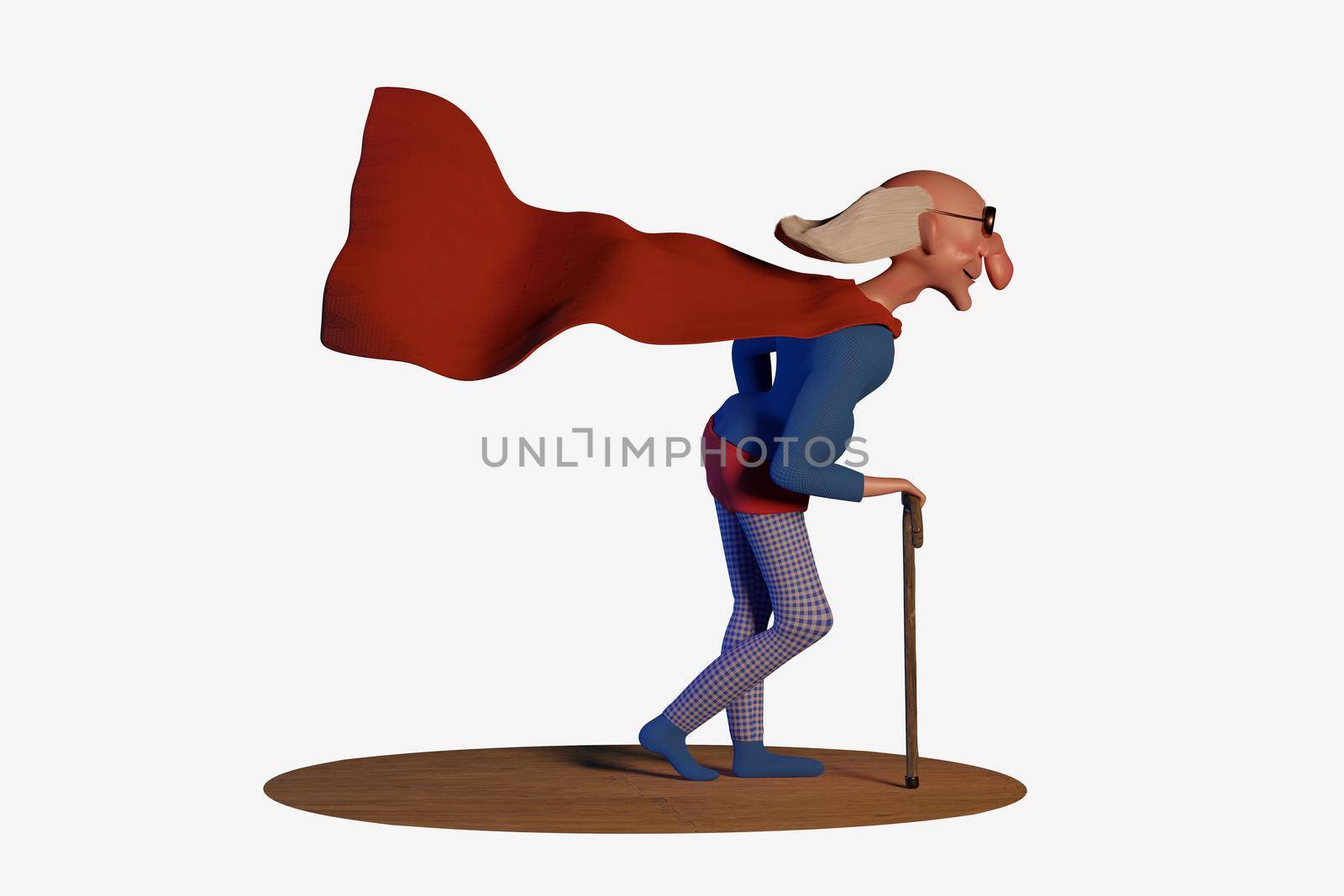 Old superhero cartoon character - funny 3d illustration by mihaizaharia