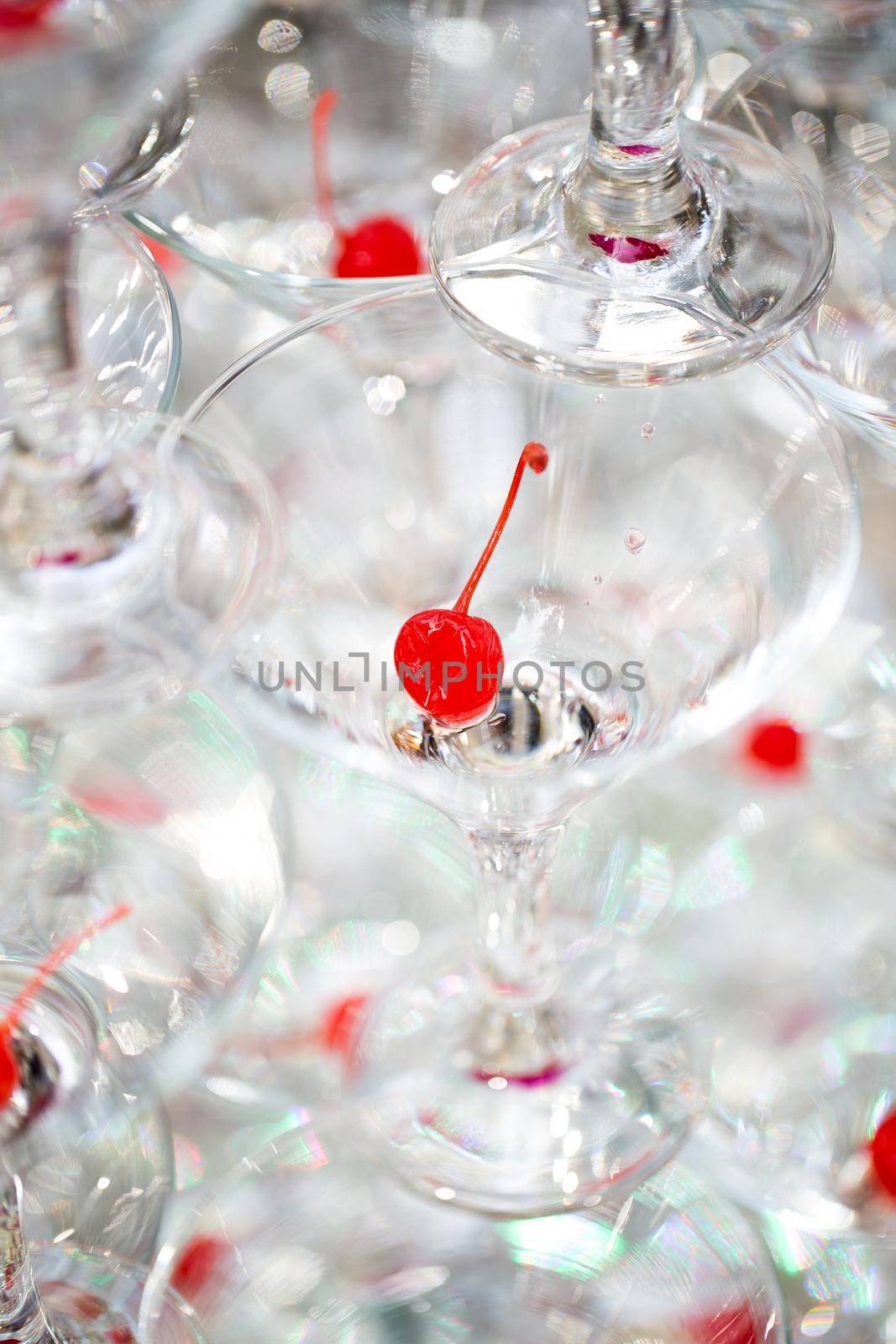 Pyramid of glasses, cherry in the glass. by StudioPeace