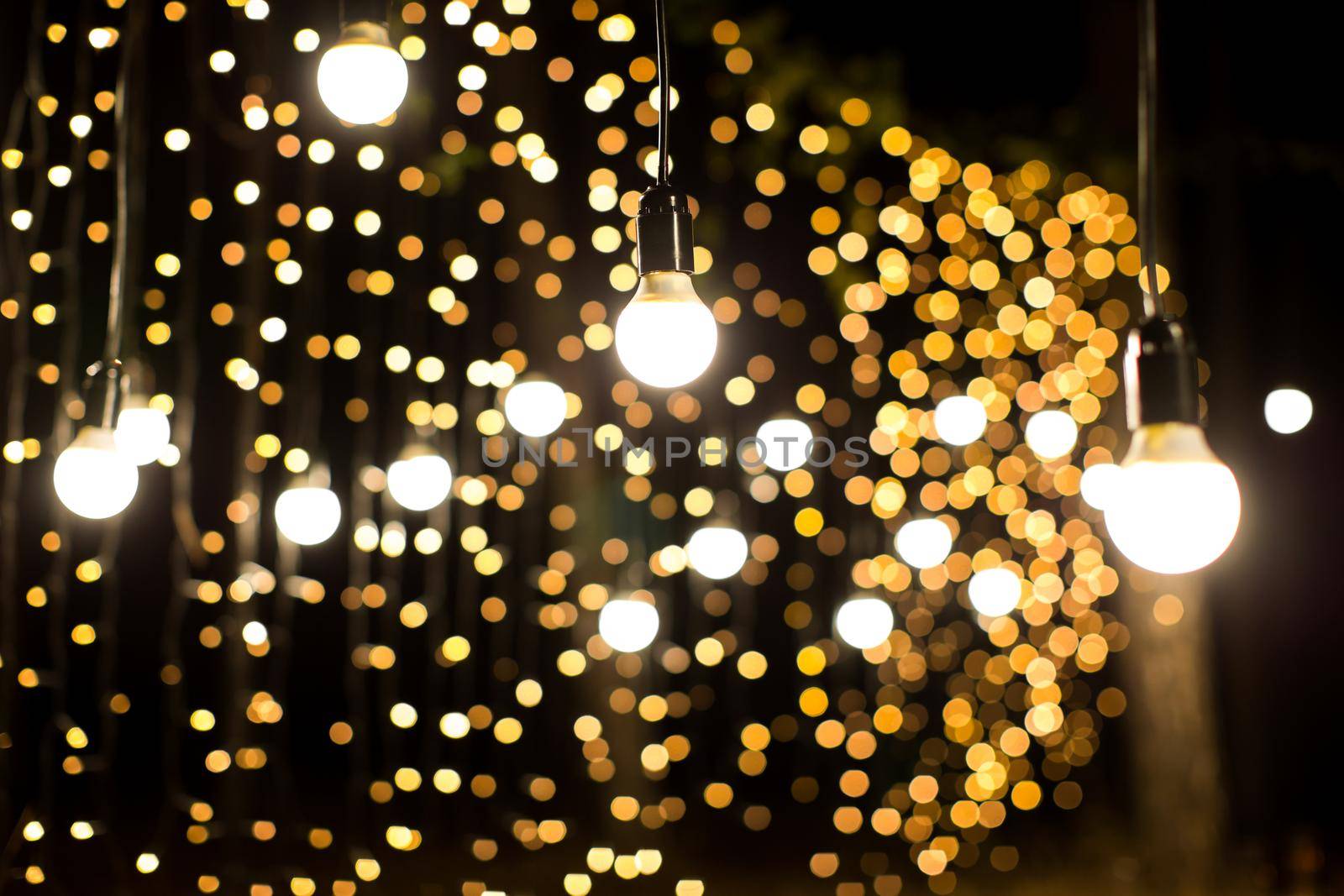 Lights and lanterns in the night. Bokeh. by StudioPeace