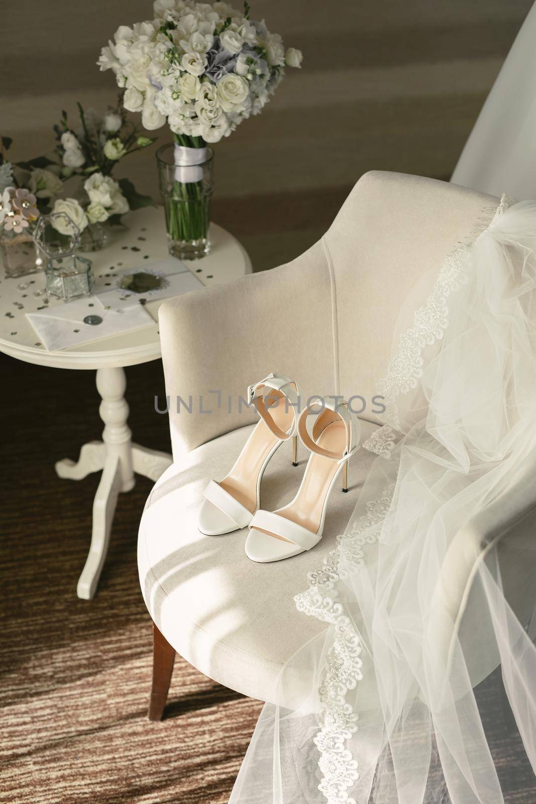 Elegant wedding accessories of the bride in the morning on the day of the celebration by StudioPeace