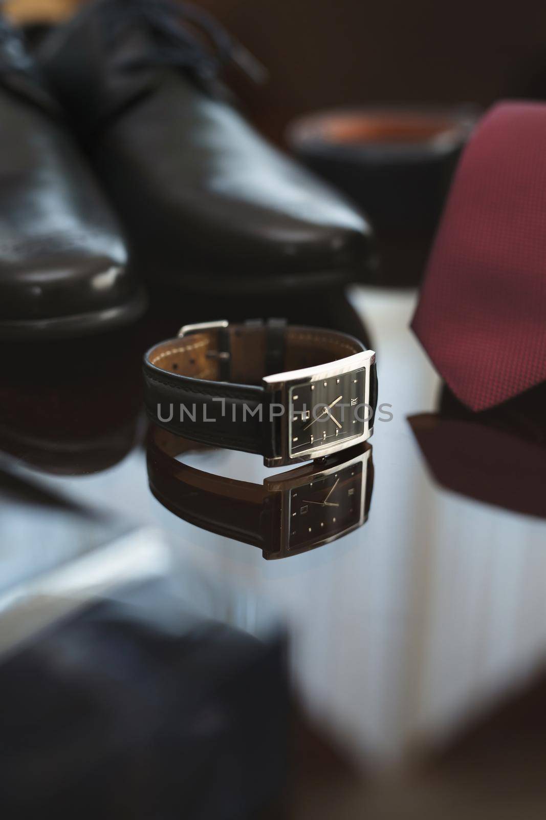 Elegant accessories of the groom on the wedding day by StudioPeace