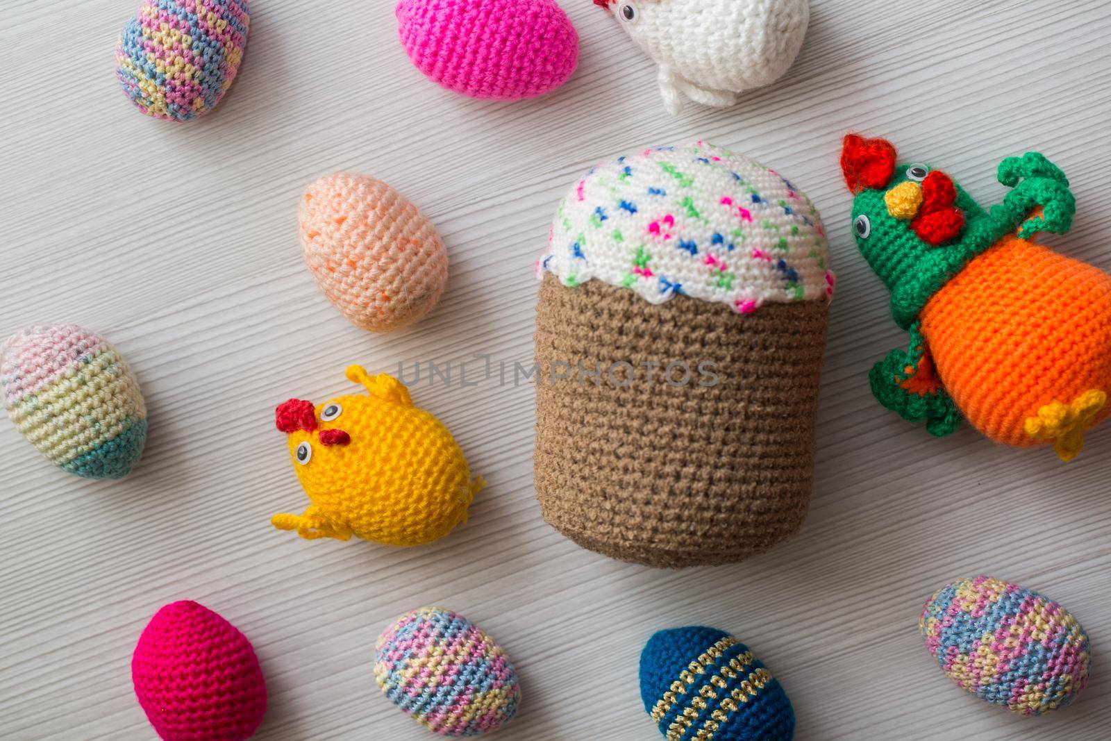 Knitted Easter eggs, chicken, rooster and Easter. by StudioPeace