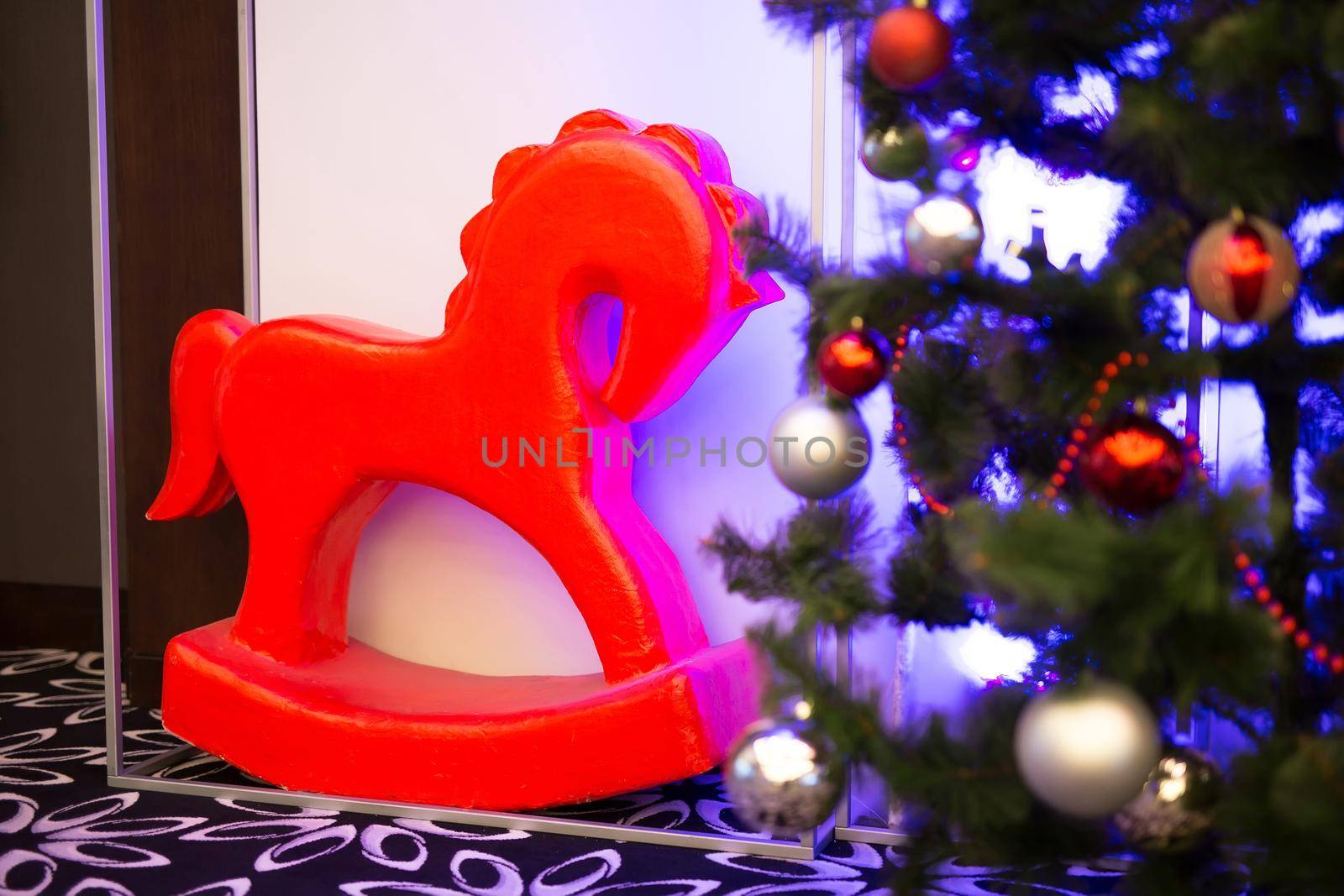 New Year's decor in interior decoration. The Red Horse. by StudioPeace