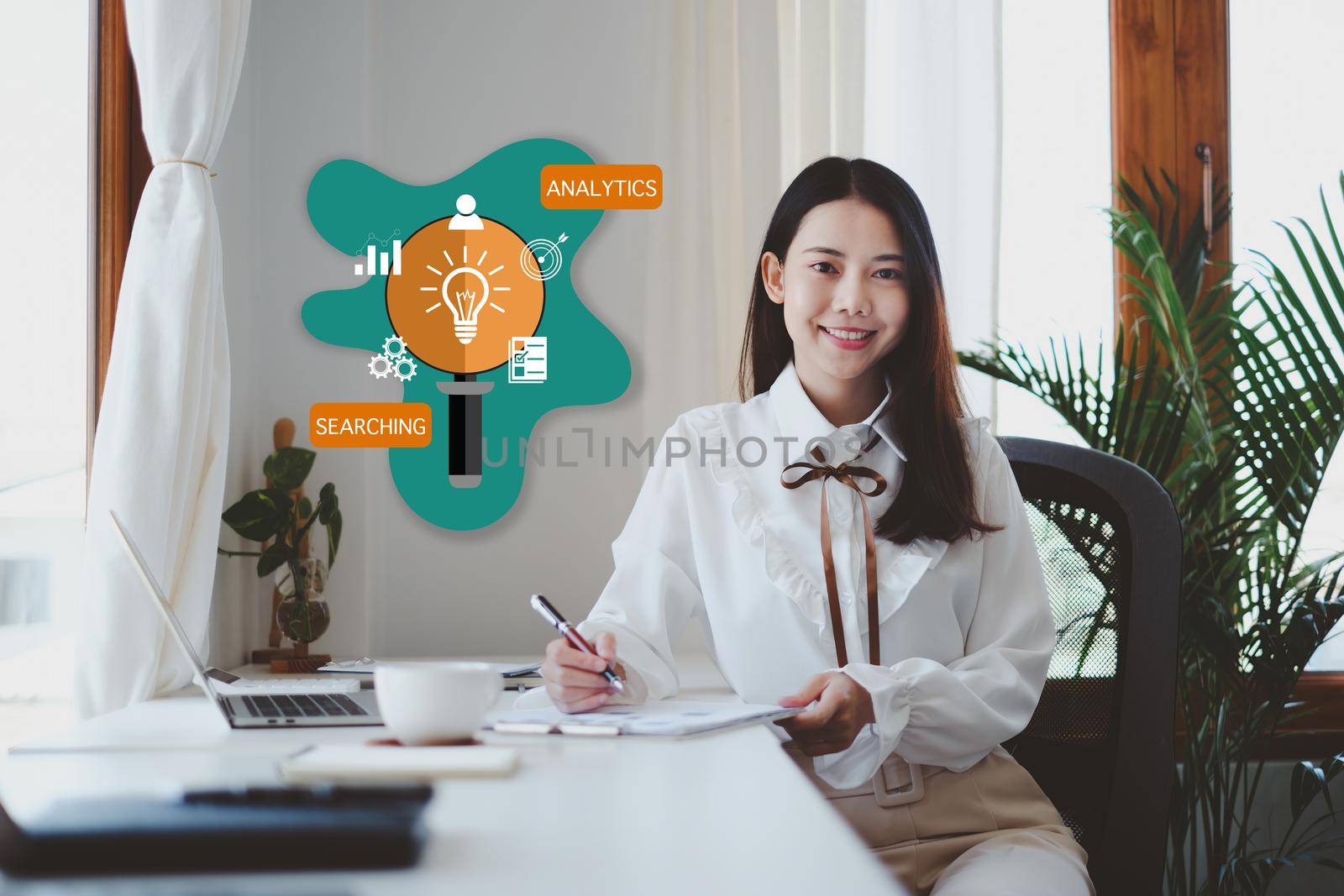 Asian Businesswoman or Accountant hands holding paperwork with calculator, account and saving concept