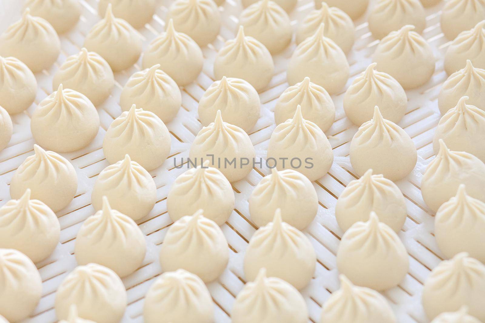 Frozen semi-finished products, khinkali at the factory by StudioPeace