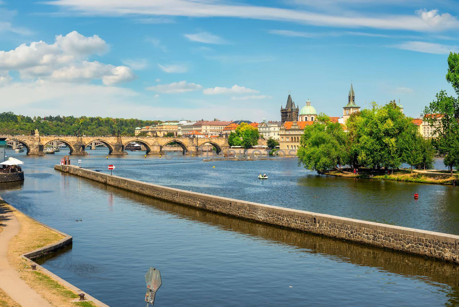 Vltava river and Charles bridge in Prague