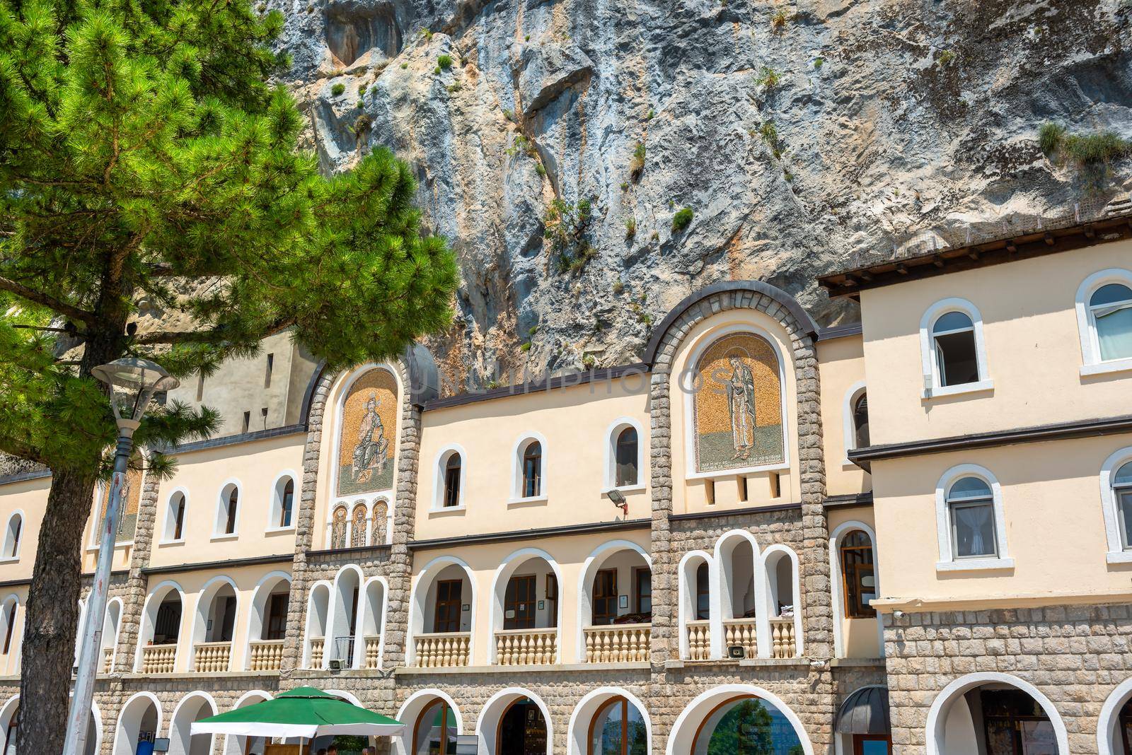 Old monastery of Ostrog built into a mountain in Montenegro