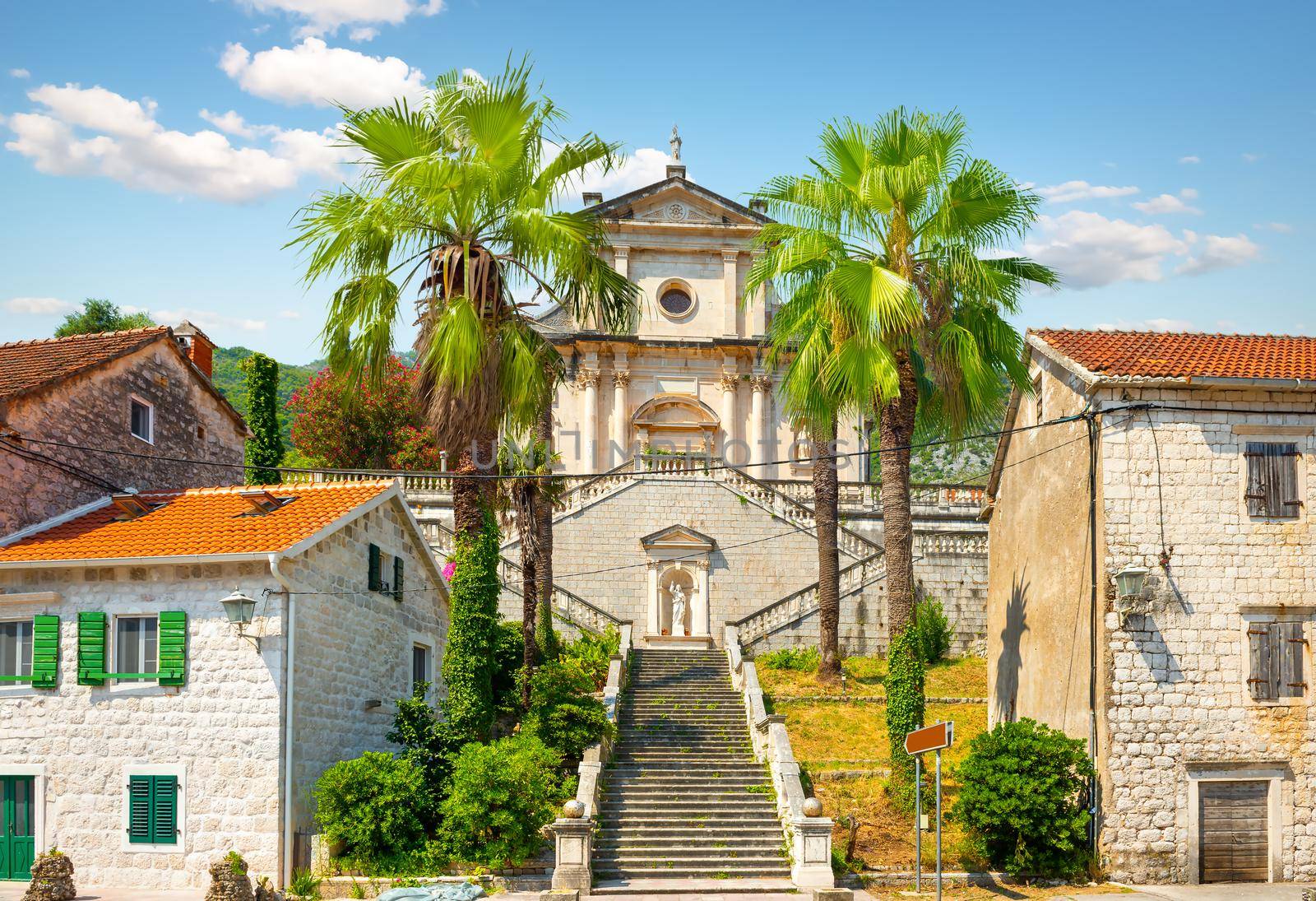 Church of the Blessed Virgin in Prcanj at summer