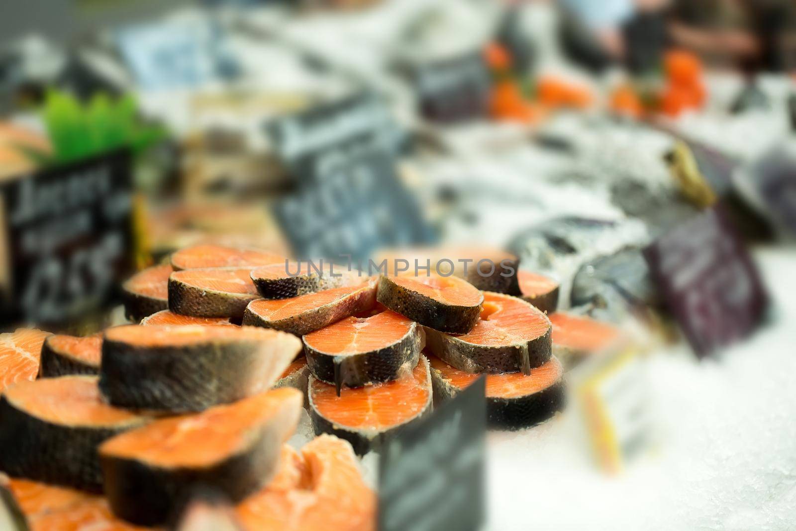 Raw fish ready for sale in the supermarket