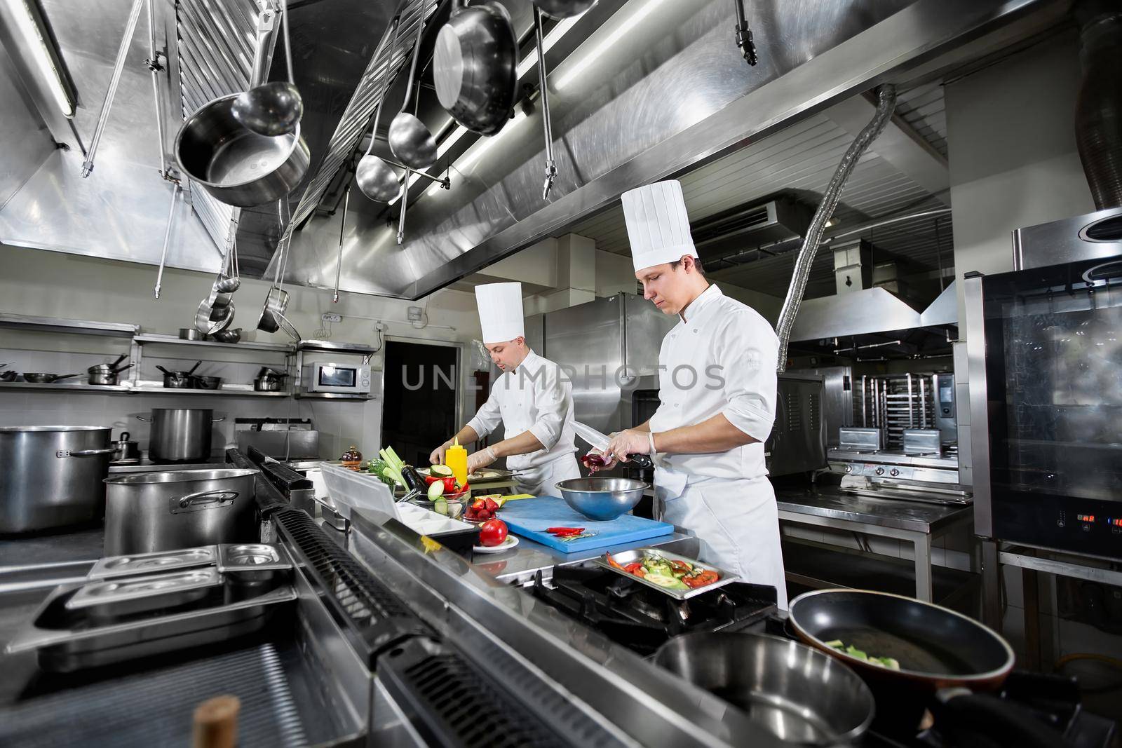 Chefs prepare delicious dishes in the kitchen.